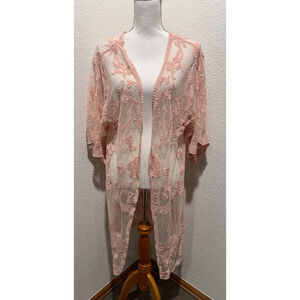 Dizzy Gal Kimono Duster Cardigan Size Small Pink Lace Long Whimsi Goth